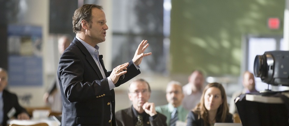 Presenting at the conference room